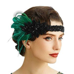 New Roaring 20s Flapper Headpiece with Feather